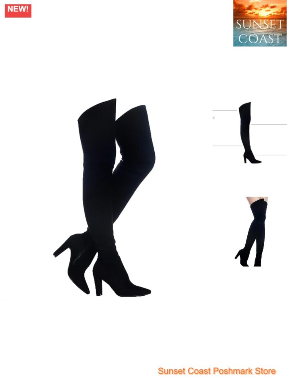 Women's Over the Knee Chunky Heel Stretch Suede Boots